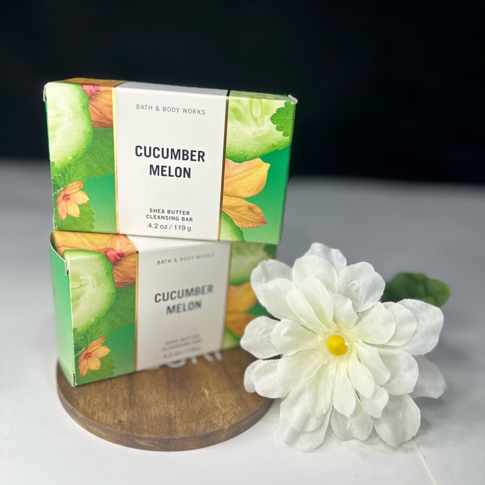 Bath & Body Works Shea Butter-Cleansing Bar 5oz Soap Sealed-Pair Cucumber Melon